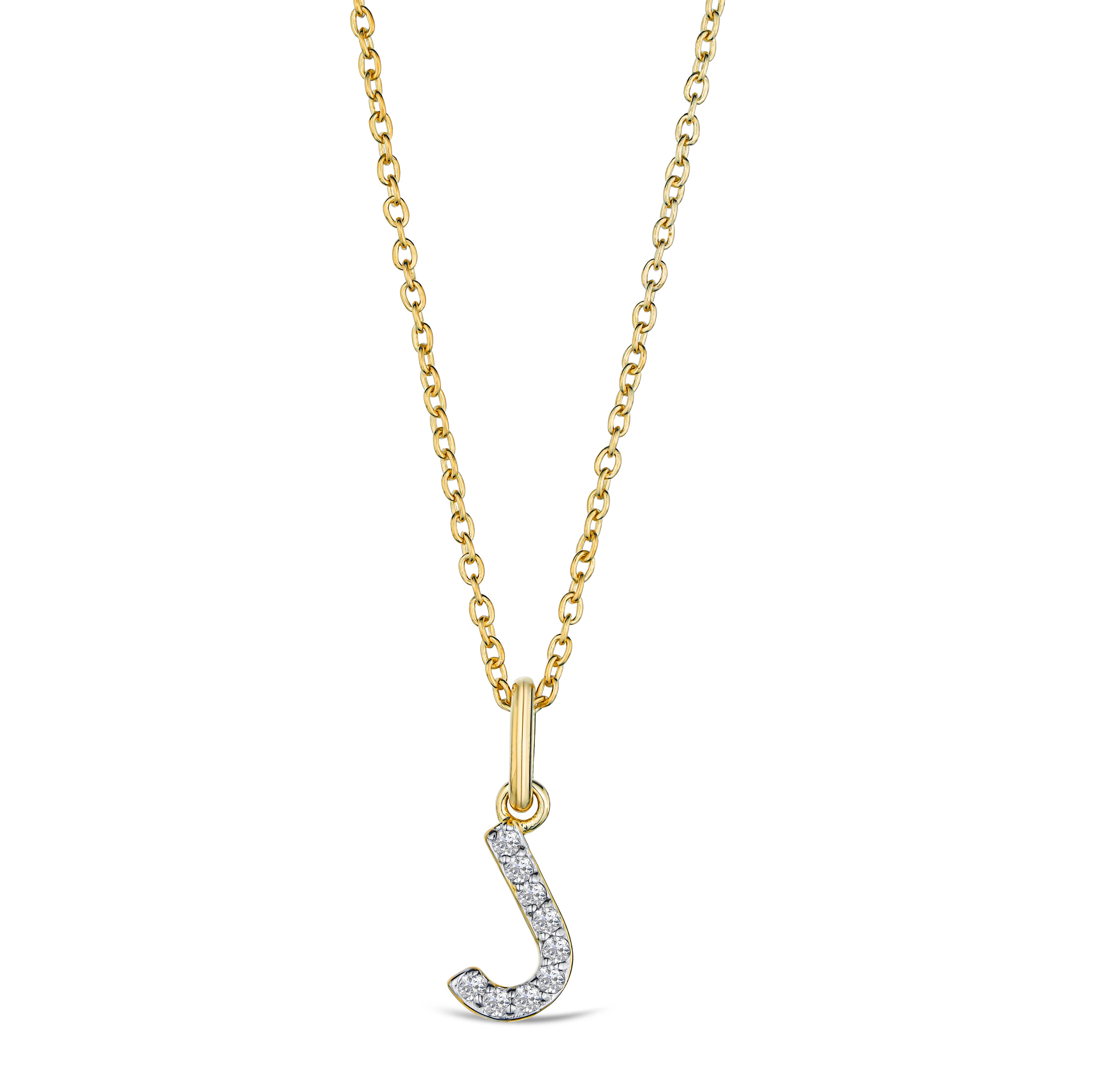 Love Letter Initial J Lab Diamond Necklace set in 18K Gold Vermeil